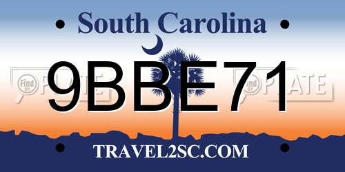 9BBE71 South Carolina License Plate