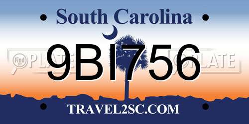 9BI756 South Carolina License Plate