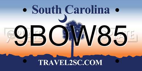 9BOW85 South Carolina License Plate
