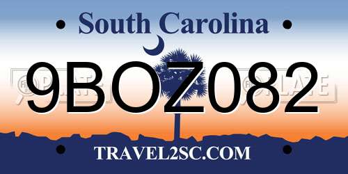 9BOZ082 South Carolina License Plate
