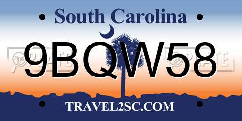 9BQW58 South Carolina License Plate