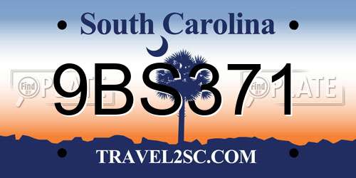 9BS371 South Carolina License Plate