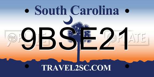 9BSE21 South Carolina License Plate
