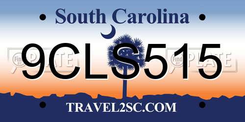 9CLS515 South Carolina License Plate