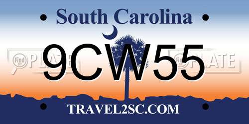 9CW55 South Carolina License Plate