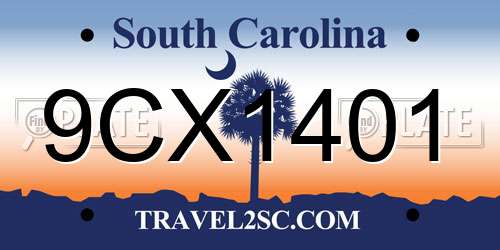 9CX1401 South Carolina License Plate