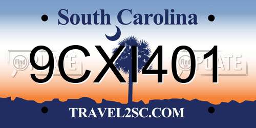 9CXI401 South Carolina License Plate