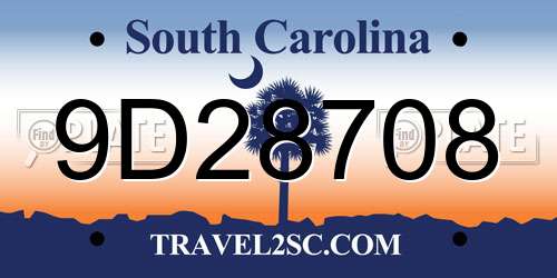 9D28708 South Carolina License Plate
