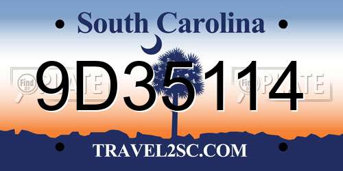 9D35114 South Carolina License Plate