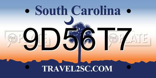 9D56T7 South Carolina License Plate