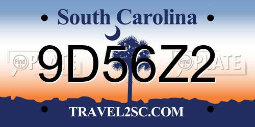 9D56Z2 South Carolina License Plate