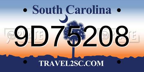 9D75208 South Carolina License Plate
