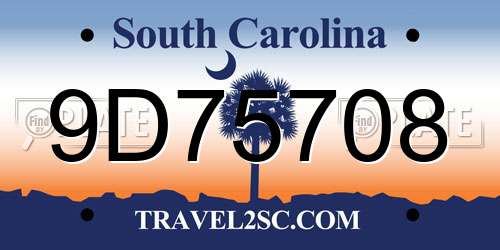 9D75708 South Carolina License Plate