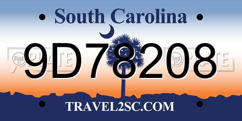 9D78208 South Carolina License Plate