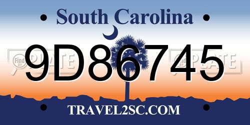 9D86745 South Carolina License Plate