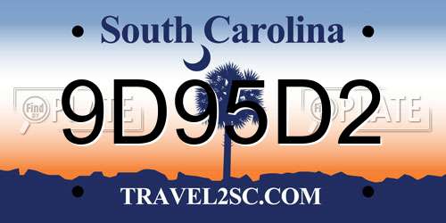 9D95D2 South Carolina License Plate