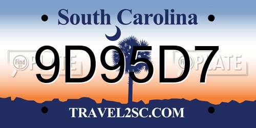9D95D7 South Carolina License Plate