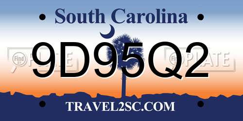 9D95Q2 South Carolina License Plate