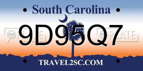 9D95Q7 South Carolina License Plate