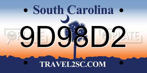 9D98D2 South Carolina License Plate