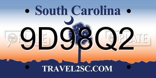 9D98Q2 South Carolina License Plate