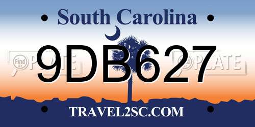 9DB627 South Carolina License Plate