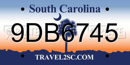 9DB6745 South Carolina License Plate