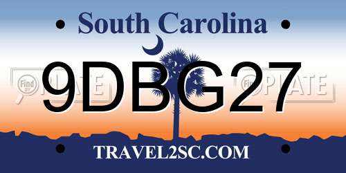 9DBG27 South Carolina License Plate