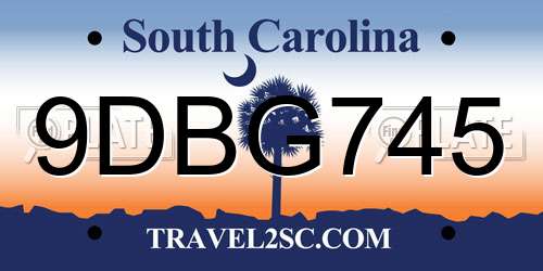 9DBG745 South Carolina License Plate