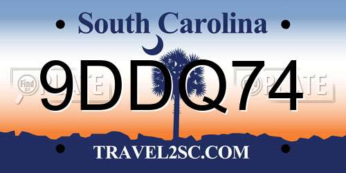 9DDQ74 South Carolina License Plate