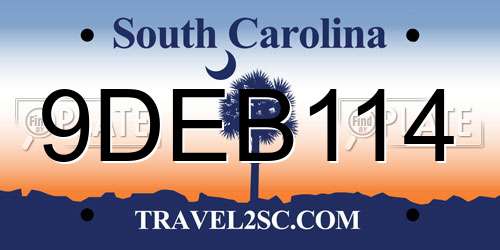 9DEB114 South Carolina License Plate