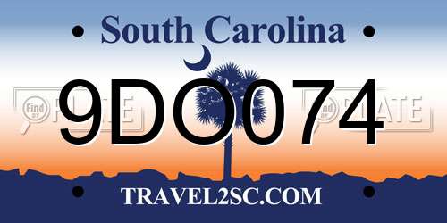 9DO074 South Carolina License Plate