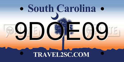 9DOE09 South Carolina License Plate