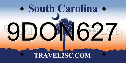 9DON627 South Carolina License Plate