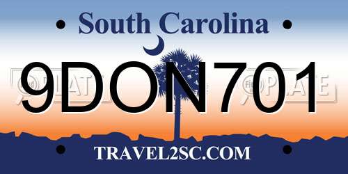 9DON701 South Carolina License Plate