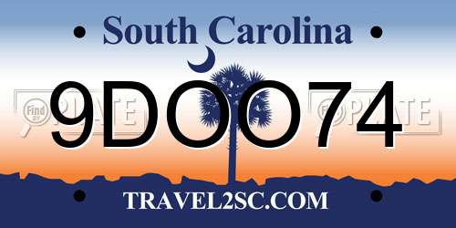 9DOO74 South Carolina License Plate