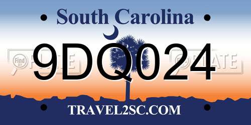 9DQ024 South Carolina License Plate