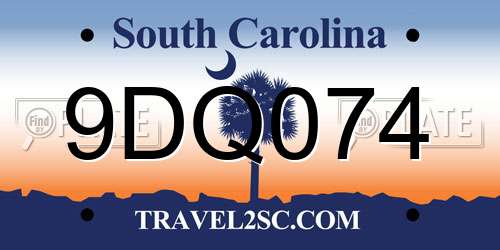 9DQ074 South Carolina License Plate