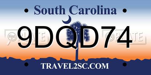 9DQD74 South Carolina License Plate
