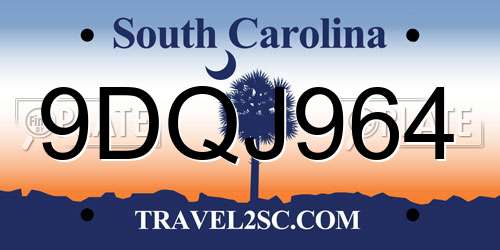 9DQJ964 South Carolina License Plate