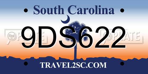 9DS622 South Carolina License Plate