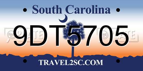 9DT5705 South Carolina License Plate