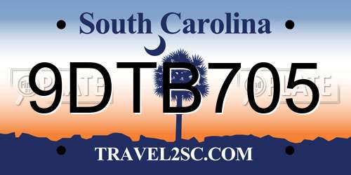 9DTB705 South Carolina License Plate