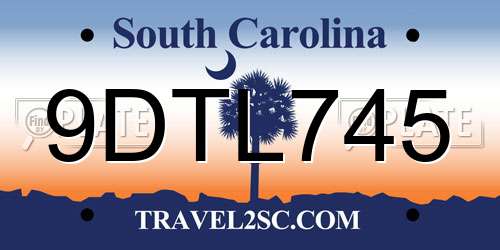 9DTL745 South Carolina License Plate