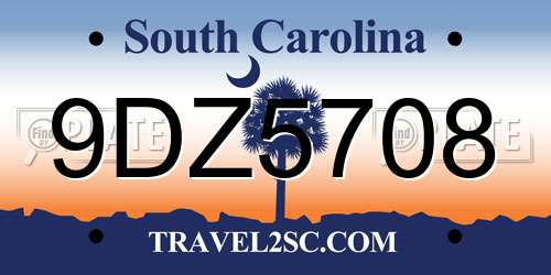 9DZ5708 South Carolina License Plate
