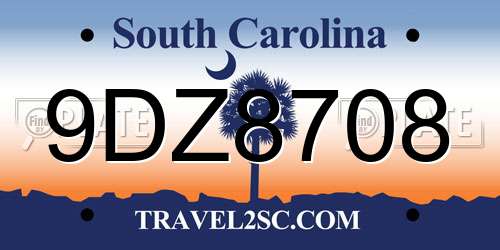 9DZ8708 South Carolina License Plate