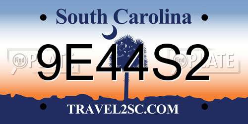 9E44S2 South Carolina License Plate