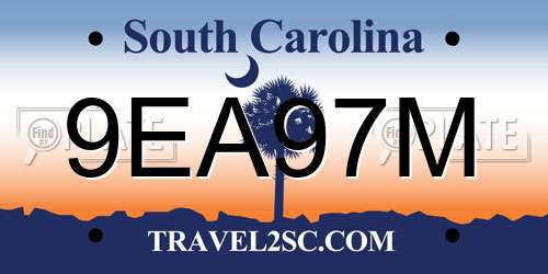 9EA97M South Carolina License Plate