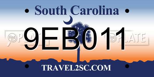 9EB011 South Carolina License Plate