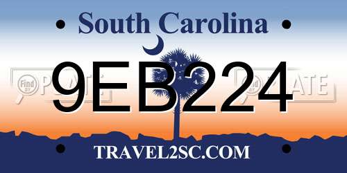 9EB224 South Carolina License Plate